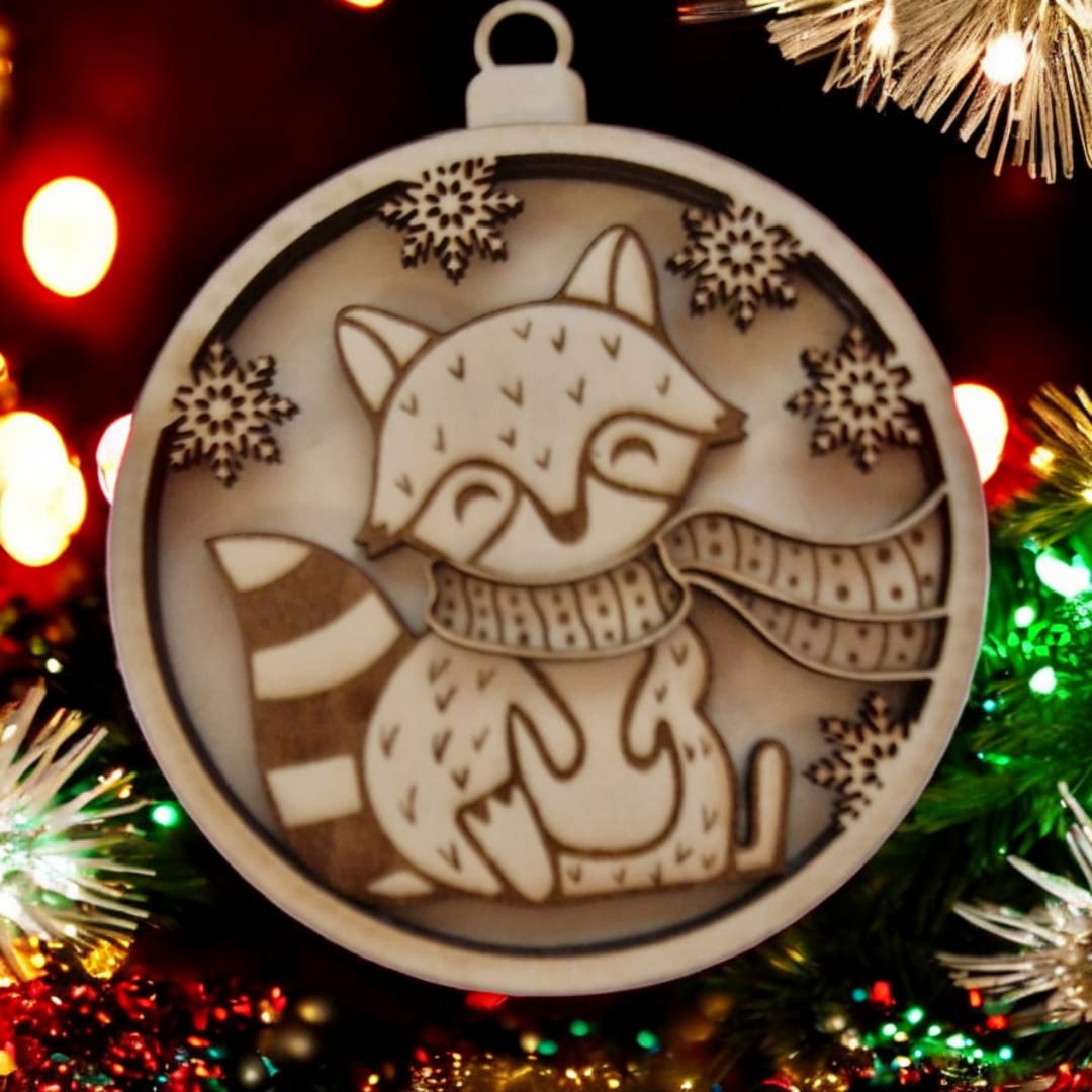 Weihnachtskugel Waschbär